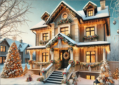 Architecture Christmas Card Lighted (Glossy White) 