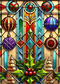 Art Glass Christmas Card Elegant