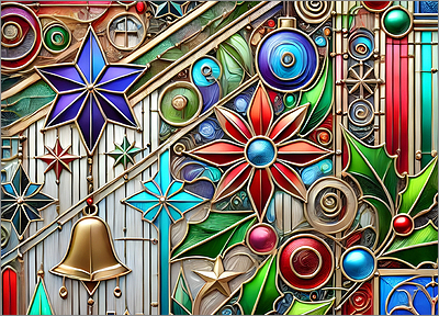 Art Glass Christmas Card Vibrant