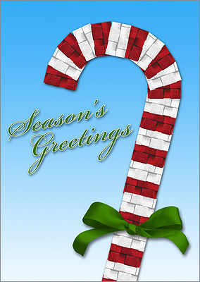 Candycane Roofing Christmas Card (Glossy White)