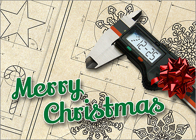 Drafting Holiday Card (Glossy White) 