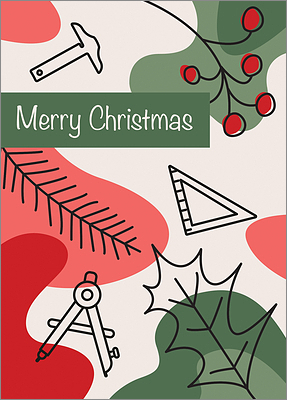 Drafting Holly Holiday Card (Glossy White) 