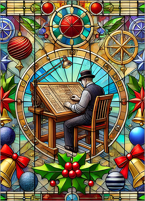 Draftsman Christmas Card Colorful
