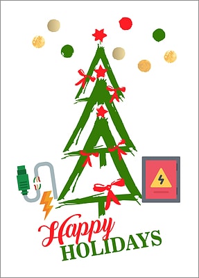 Electricians Tree Holiday Card (Glossy White) 