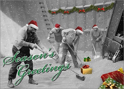 Festive Laborers Christmas Card (Glossy White)