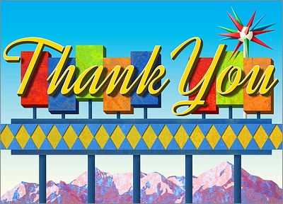 Googie Thank You Card (Glossy White) 