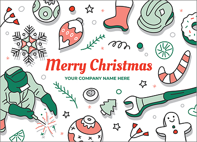 Ironworker Merry Holiday Card (Glossy White) 