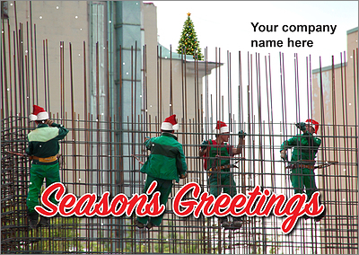 Ironworking Elves Christmas Card (Glossy White) 