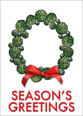 Landscape Christmas Wreath Card (Glossy White)