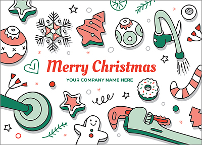 Plumbing Merry Christmas Card (Glossy White) 