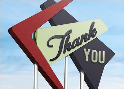 Retro Thank You Card (Glossy White) 