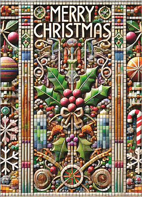 Tile Christmas Card Stylish (Glossy White) 