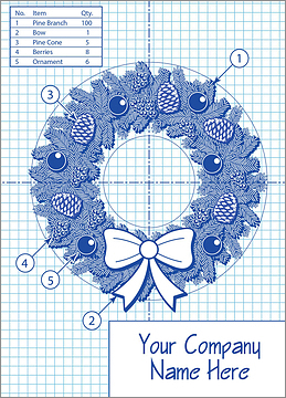 Wreath Blueprint Christmas Card