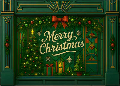 Architecture Christmas Card Green