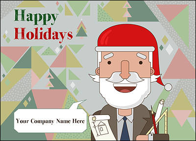 Santa Architects Christmas Card (Glossy White)