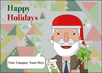 Santa Landscape Christmas Card (Glossy White)